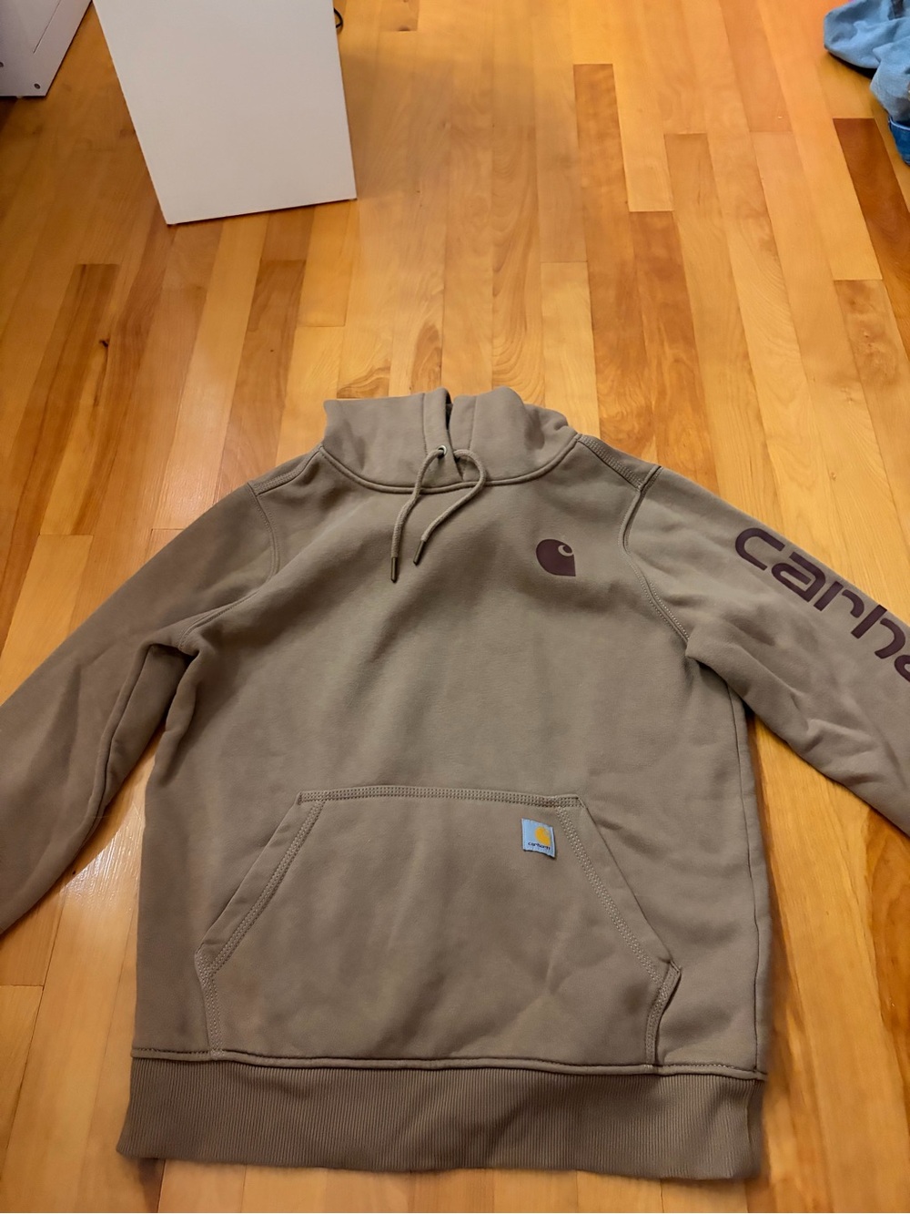 Carhartt Men's Tan Crewneck Pullover with Logo Sleeve